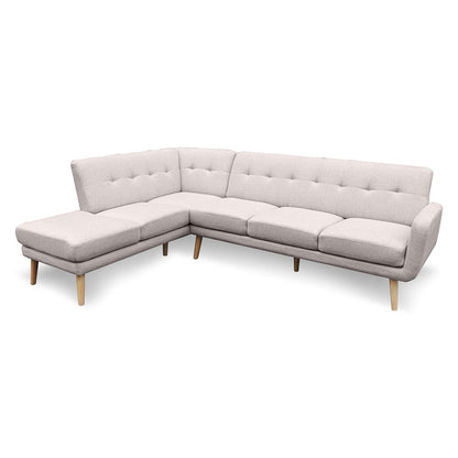 Sarantino Faux Linen Corner Sofa Lounge L-shaped Chaise Light Grey - Cosy Abode