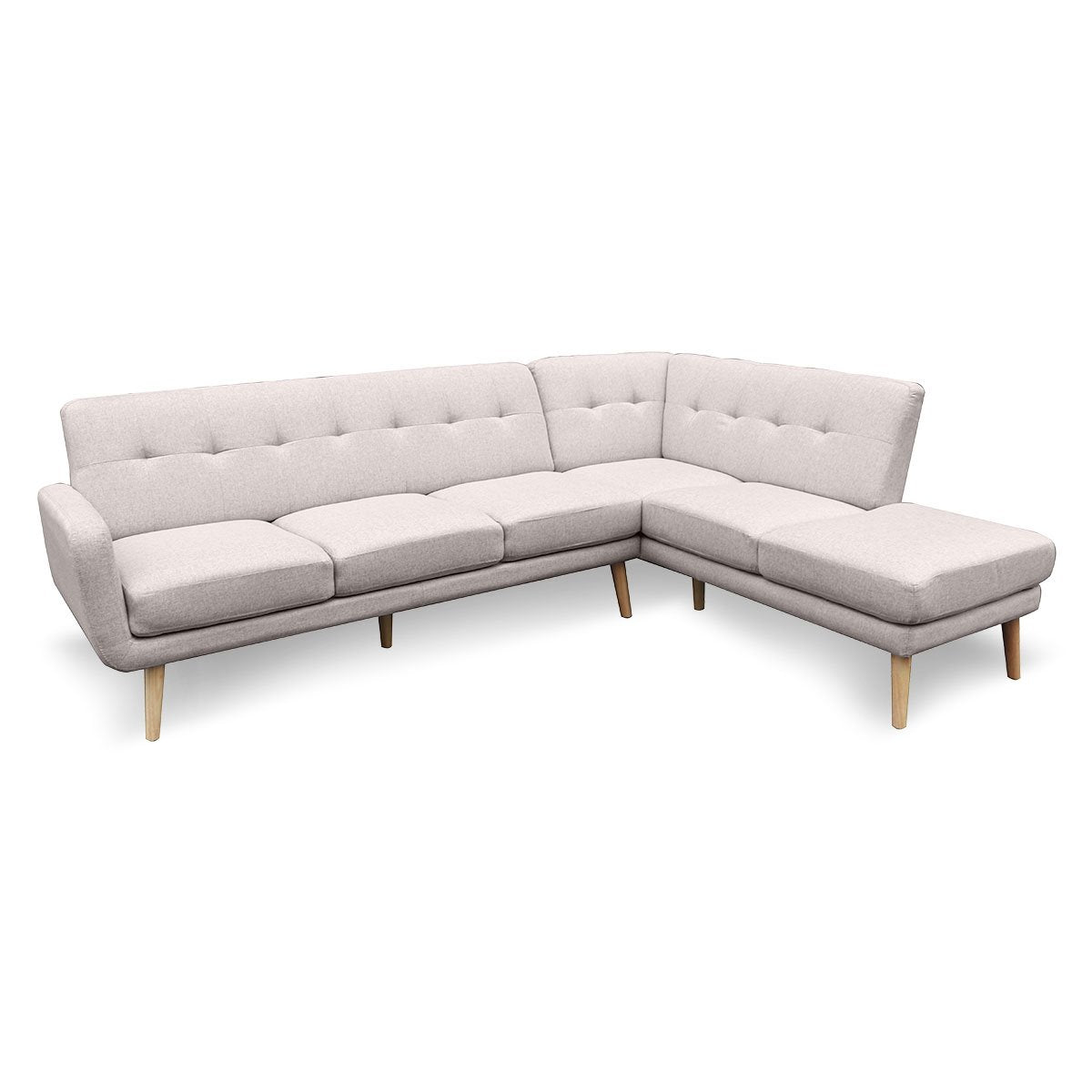 Sarantino Faux Linen Corner Sofa Lounge L-shaped Chaise Light Grey - Cosy Abode