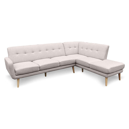 Sarantino Faux Linen Corner Sofa Lounge L-shaped Chaise Light Grey - Cosy Abode