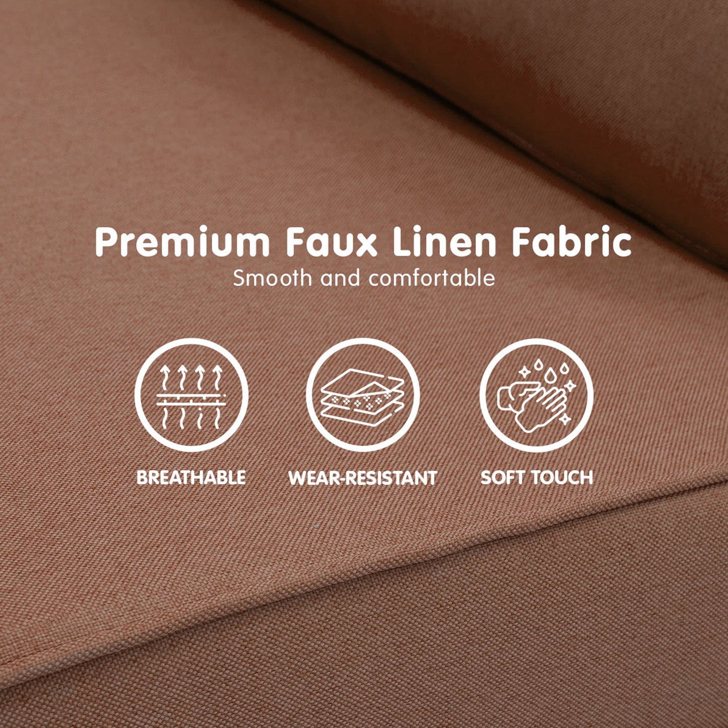 Sarantino Adjustable Chair Single Sofa Bed Faux Linen - Brown - Cosy Abode