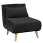 Sarantino Adjustable Chair Single Sofa Bed Faux Velvet - Black - Cosy Abode