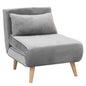 Sarantino Adjustable Chair Single Sofa Bed Faux Velvet - Light Grey - Cosy Abode