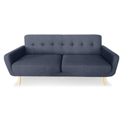 Sarantino 6-Seater Linen Sofa Set Couch Futon - Dark Grey - Cosy Abode