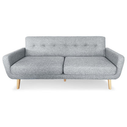 Sarantino 6-Seater Linen Sofa Set Couch Futon - Light Grey - Cosy Abode