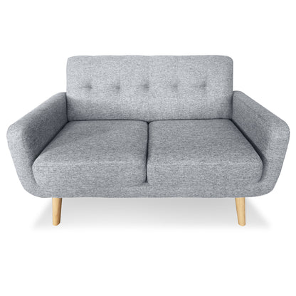 Sarantino 6-Seater Linen Sofa Set Couch Futon - Light Grey - Cosy Abode