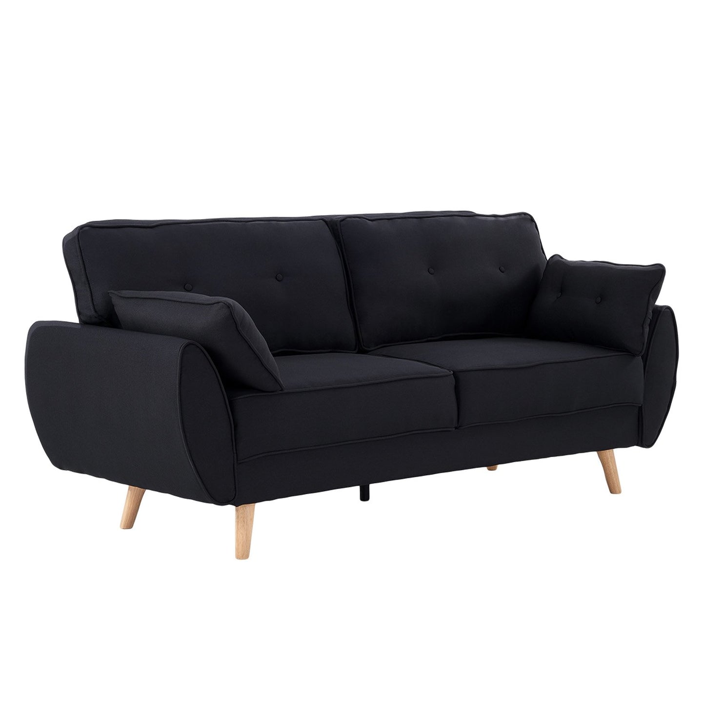 Sarantino 3 Seater Modular Linen Fabric Sofa Bed Couch Futon Suite - Black - Cosy Abode