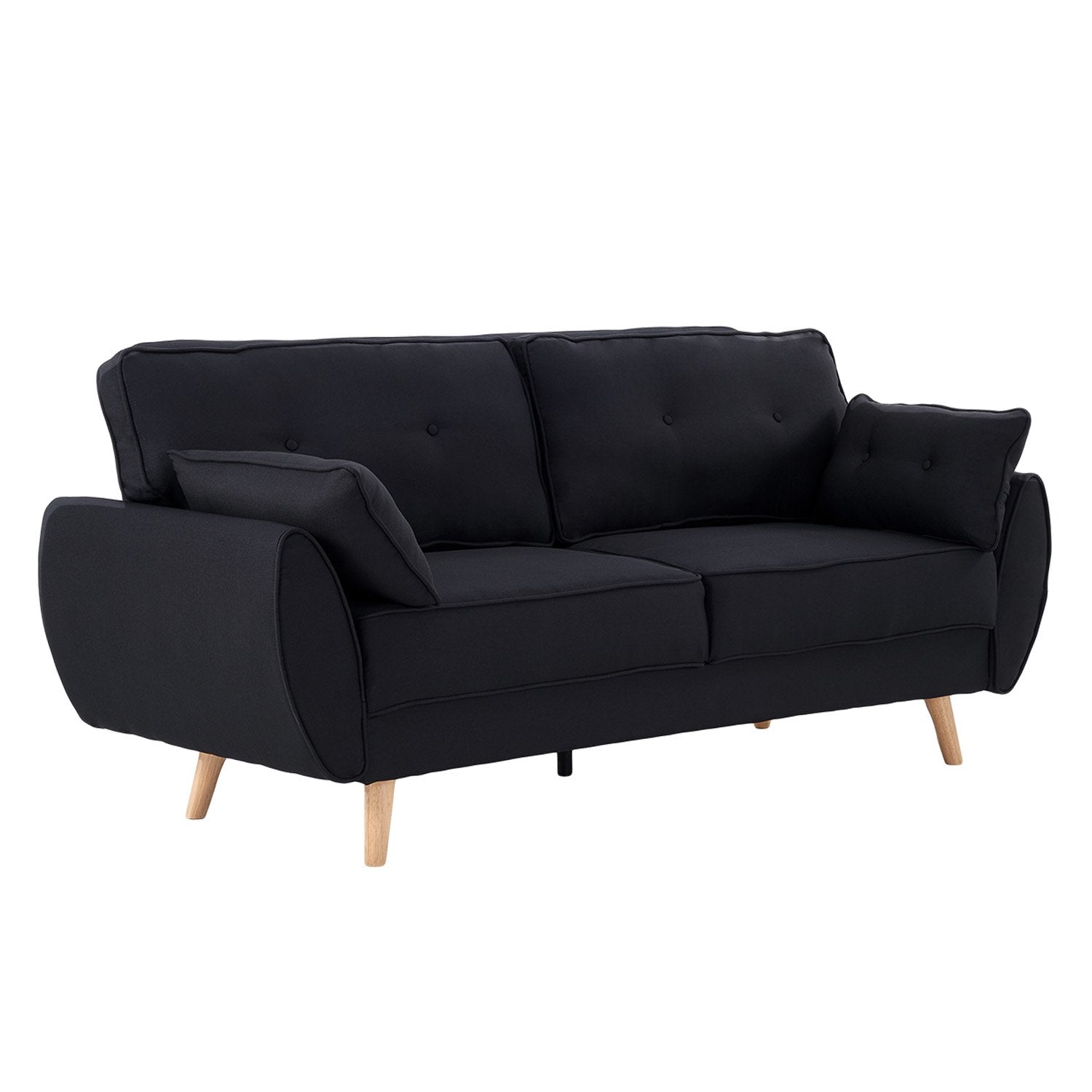 Sarantino 3 Seater Modular Linen Fabric Sofa Bed Couch Futon Suite - Black - Cosy Abode