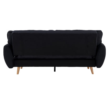 Sarantino 3 Seater Modular Linen Fabric Sofa Bed Couch Futon Suite - Black - Cosy Abode