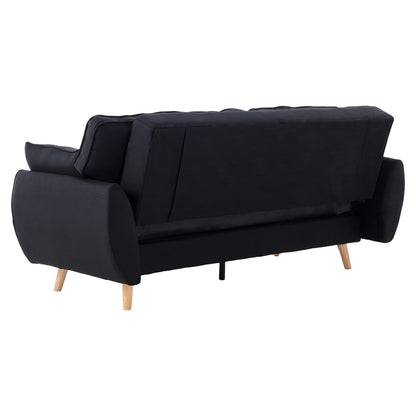 Sarantino 3 Seater Modular Linen Fabric Sofa Bed Couch Futon Suite - Black - Cosy Abode