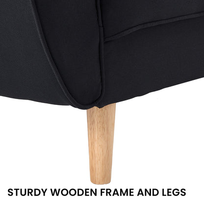 Sarantino 3 Seater Modular Linen Fabric Sofa Bed Couch Futon Suite - Black - Cosy Abode