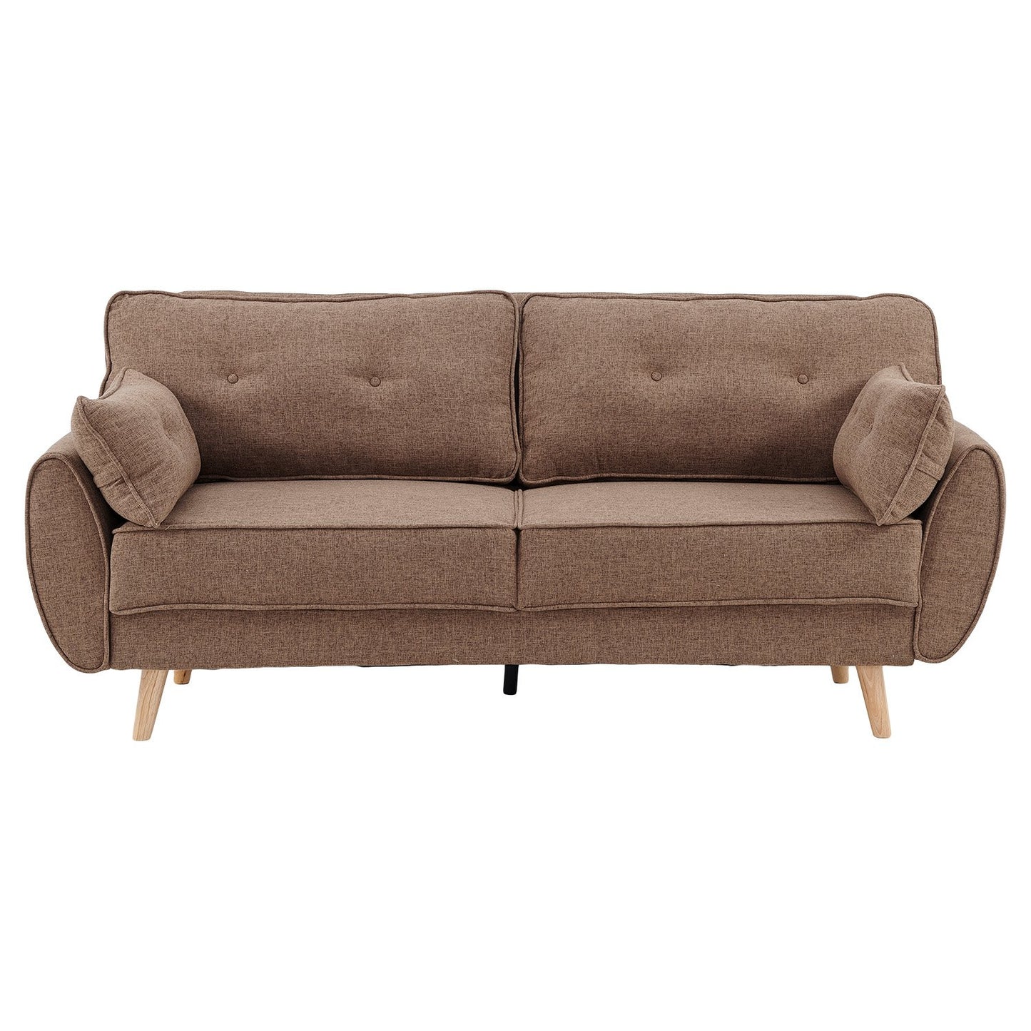 Sarantino 3 Seater Modular Linen Fabric Sofa Bed Couch Futon Suite - Brown - Cosy Abode