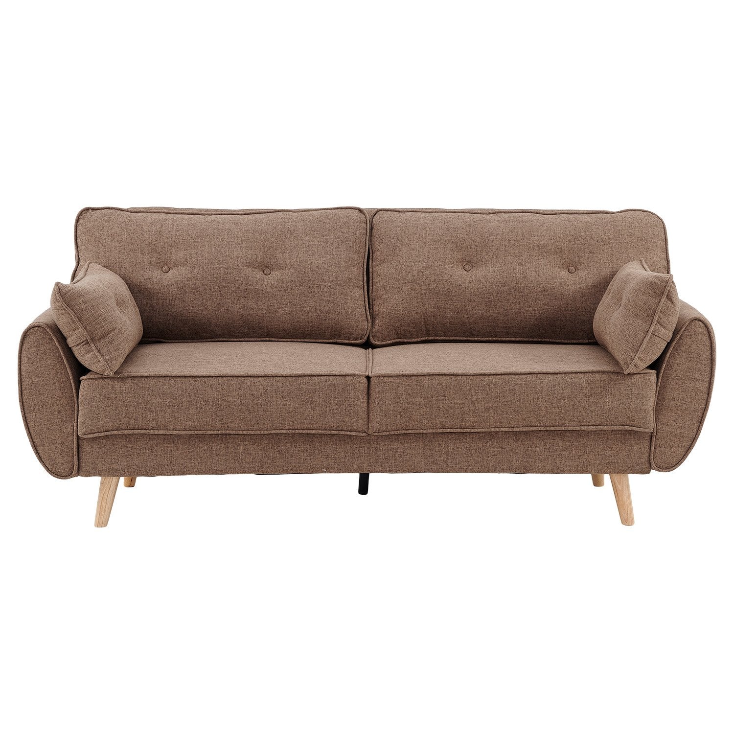 Sarantino 3 Seater Modular Linen Fabric Sofa Bed Couch Futon Suite - Brown - Cosy Abode