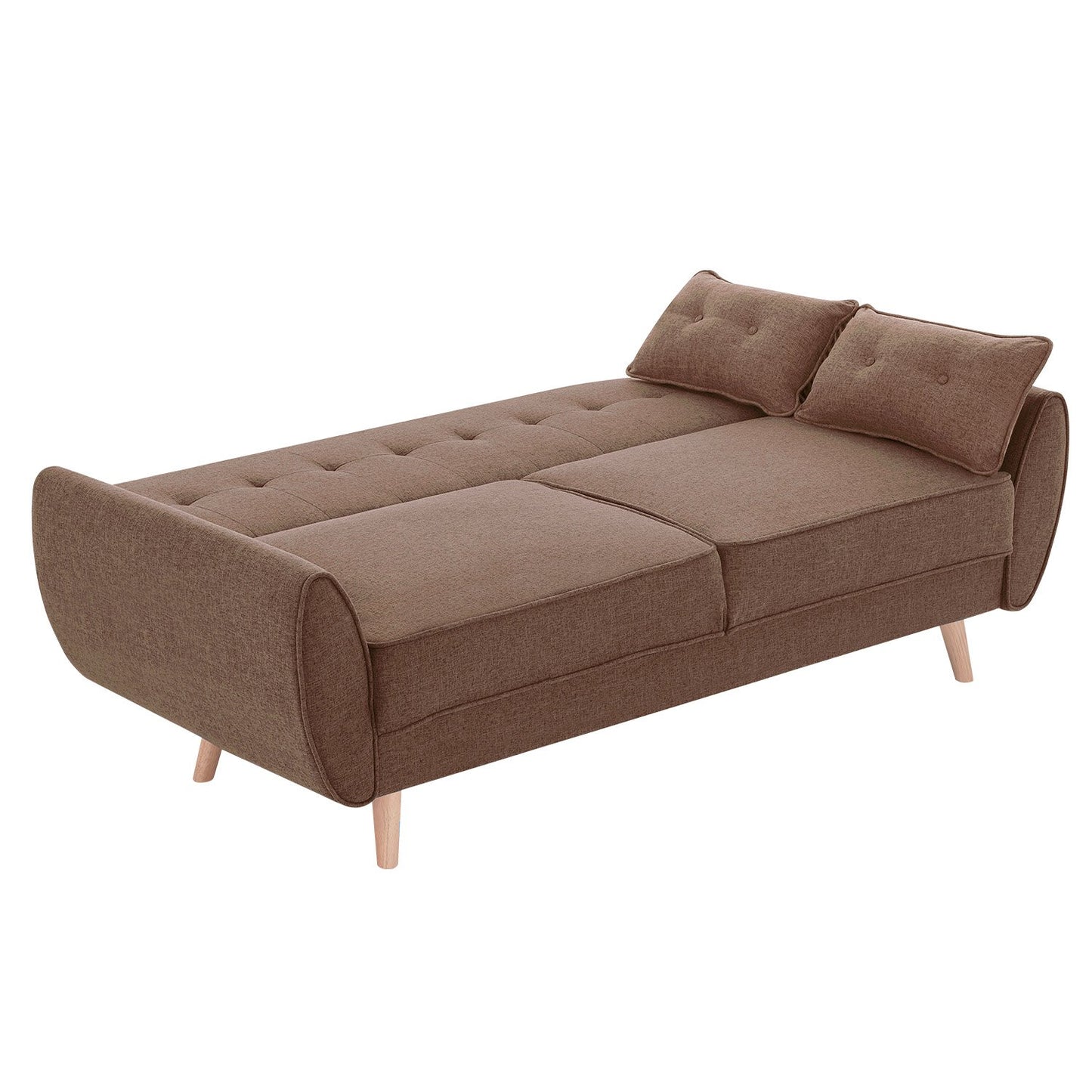 Sarantino 3 Seater Modular Linen Fabric Sofa Bed Couch Futon Suite - Brown - Cosy Abode