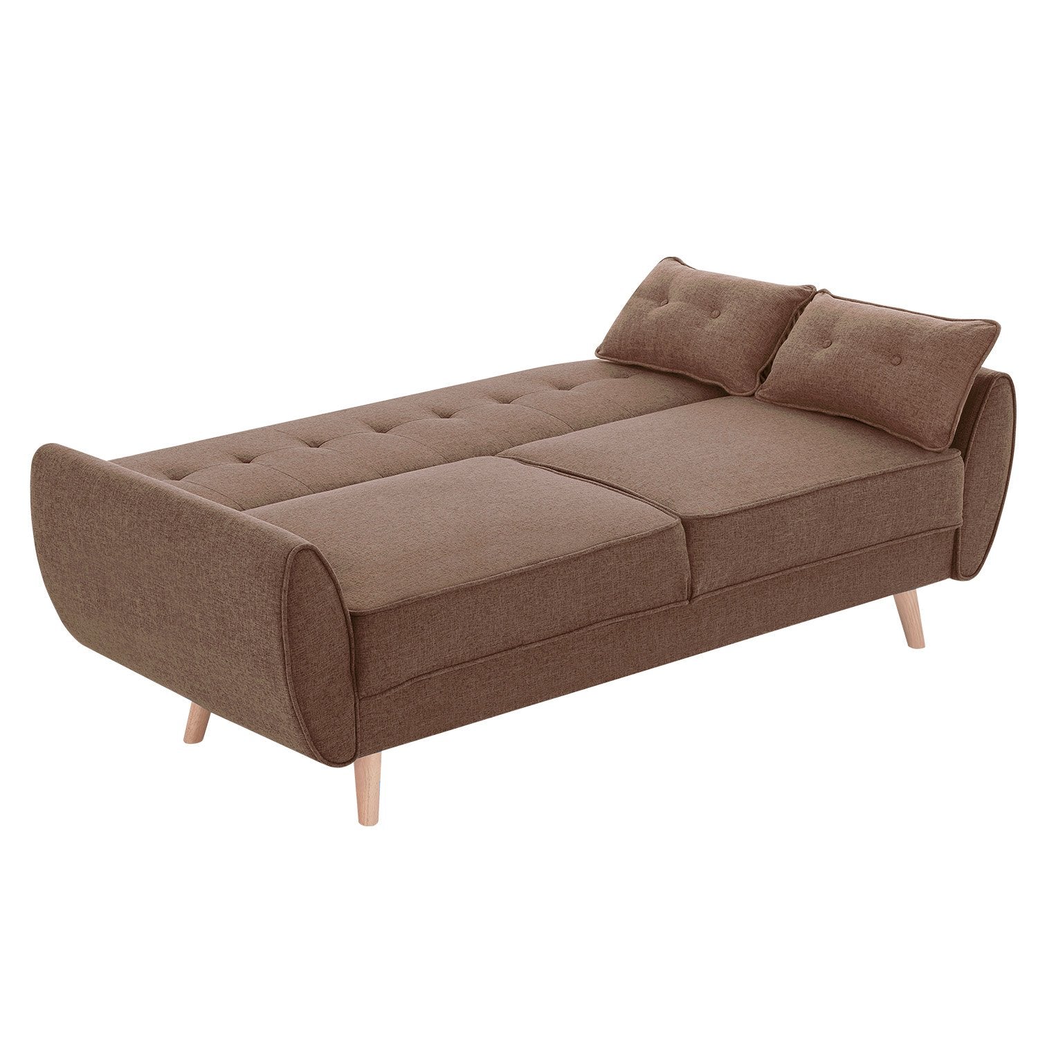 Sarantino 3 Seater Modular Linen Fabric Sofa Bed Couch Futon Suite - Brown - Cosy Abode