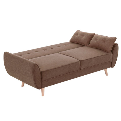 Sarantino 3 Seater Modular Linen Fabric Sofa Bed Couch Futon Suite - Brown - Cosy Abode