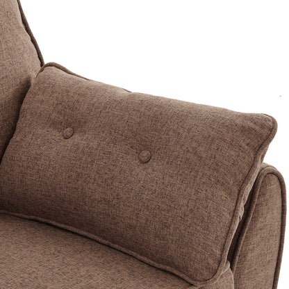 Sarantino 3 Seater Modular Linen Fabric Sofa Bed Couch Futon Suite - Brown - Cosy Abode