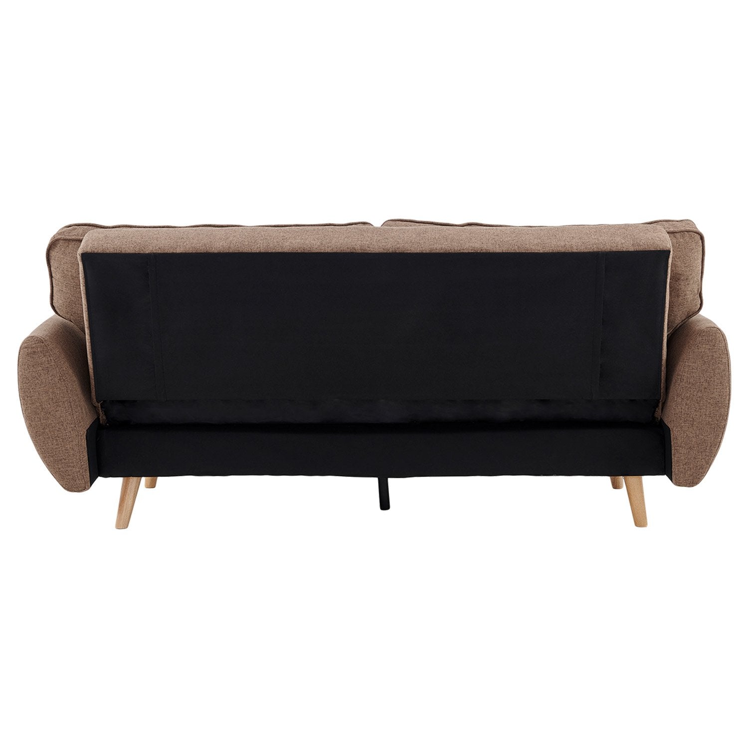 Sarantino 3 Seater Modular Linen Fabric Sofa Bed Couch Futon Suite - Brown - Cosy Abode