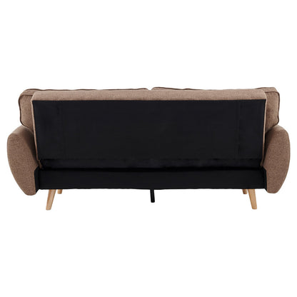 Sarantino 3 Seater Modular Linen Fabric Sofa Bed Couch Futon Suite - Brown - Cosy Abode