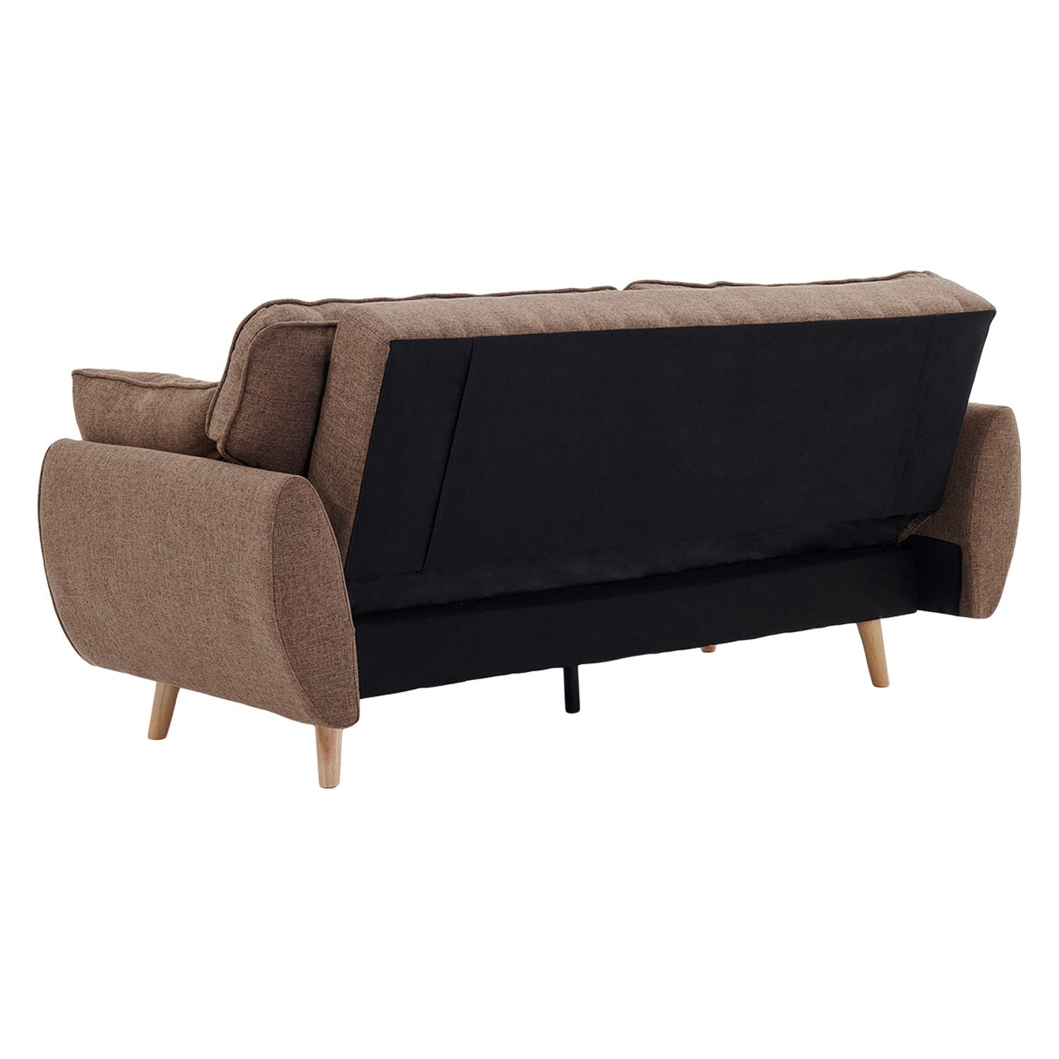 Sarantino 3 Seater Modular Linen Fabric Sofa Bed Couch Futon Suite - Brown - Cosy Abode