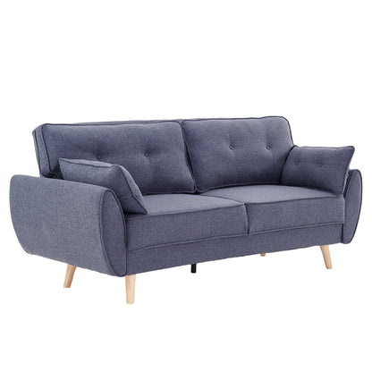 Sarantino 3 Seater Modular Linen Fabric Sofa Bed Couch Futon Suite - Dark Grey - Cosy Abode