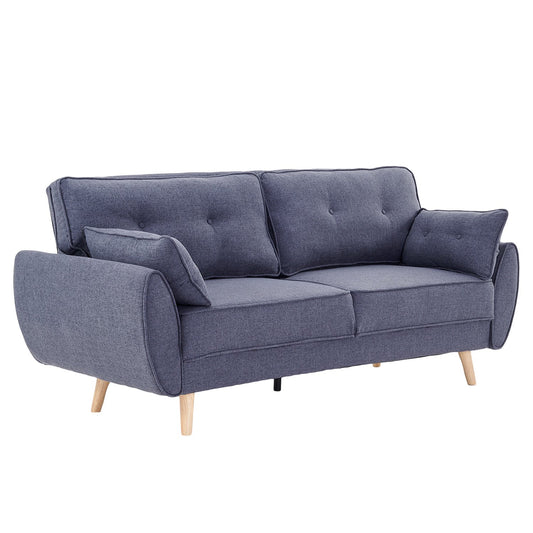 Sarantino 3 Seater Modular Linen Fabric Sofa Bed Couch Futon Suite - Dark Grey - Cosy Abode