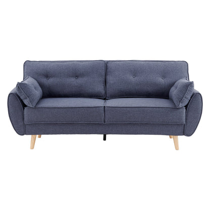 Sarantino 3 Seater Modular Linen Fabric Sofa Bed Couch Futon Suite - Dark Grey - Cosy Abode
