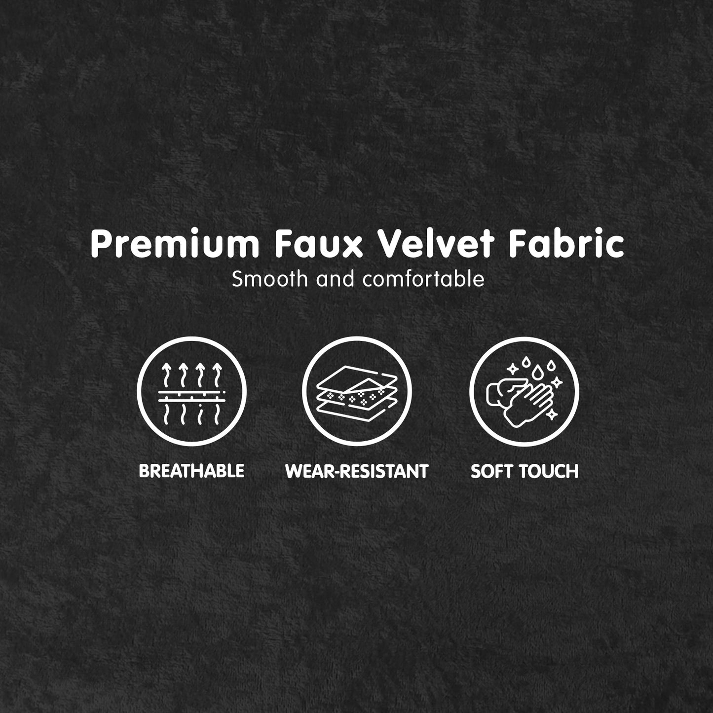 Sarantino 3 Seater Faux Velvet Wooden Sofa Bed Couch Furniture - Black - Cosy Abode