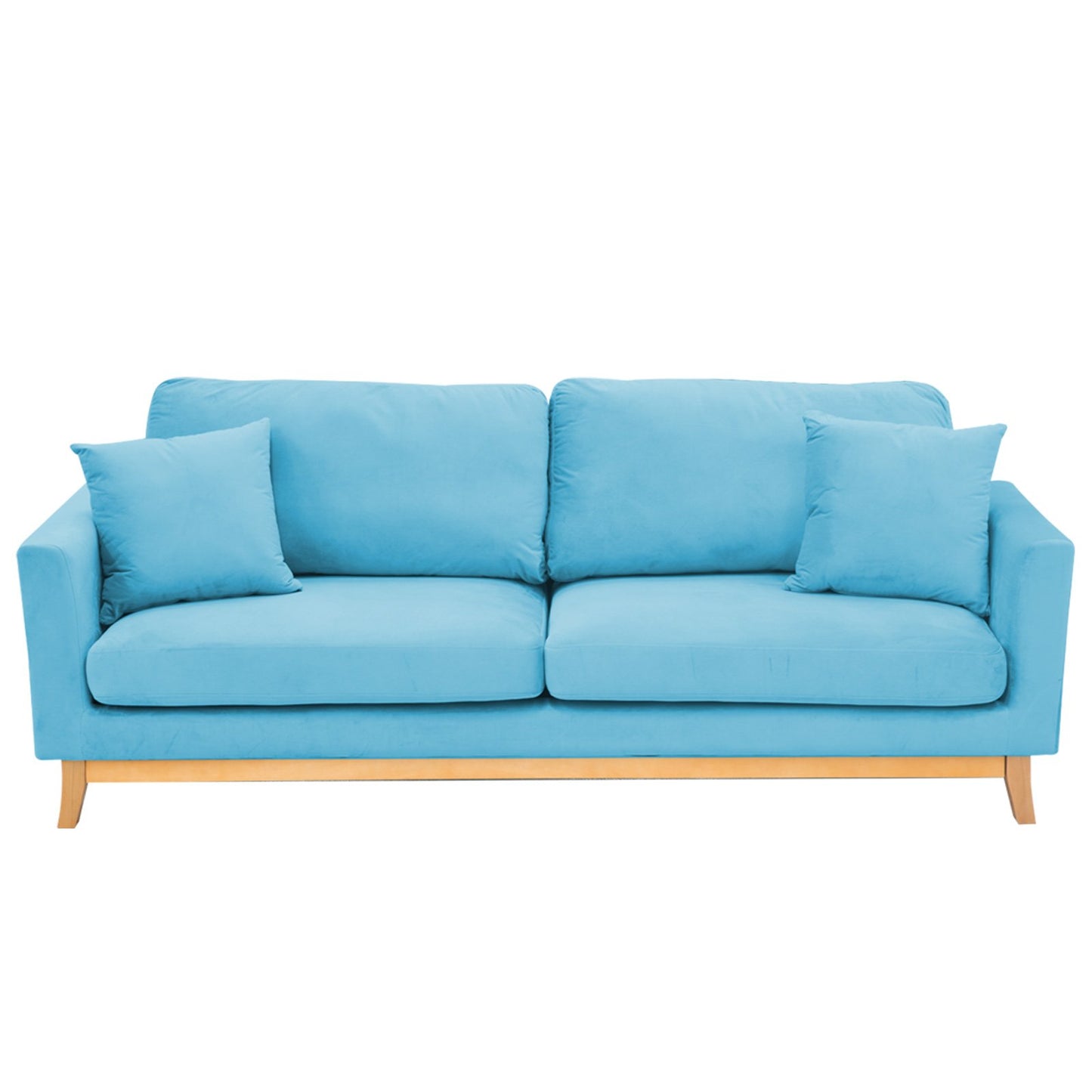 Sarantino 3 Seater Faux Velvet Wooden Sofa Bed Couch Furniture - Blue - Cosy Abode