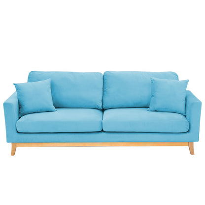 Sarantino 3 Seater Faux Velvet Wooden Sofa Bed Couch Furniture - Blue - Cosy Abode
