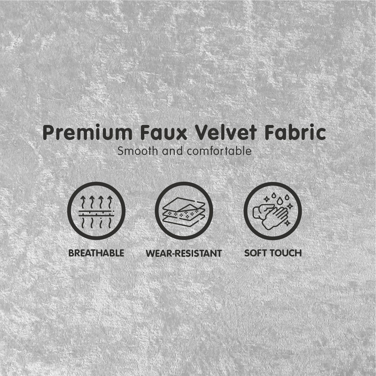 Sarantino 3 Seater Faux Velvet Sofa Bed Couch Furniture Light Grey - Cosy Abode