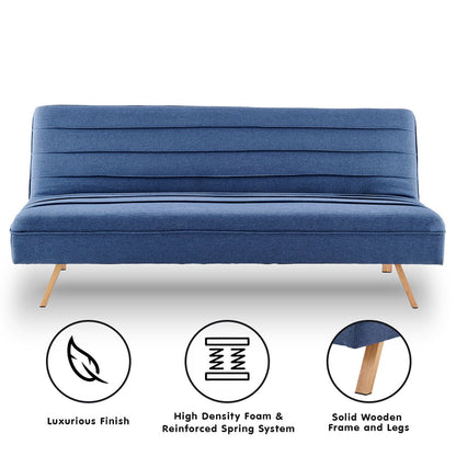 Sarantino 3 Seater Modular Linen Fabric Sofa Bed Couch  - Dark Blue - Cosy Abode