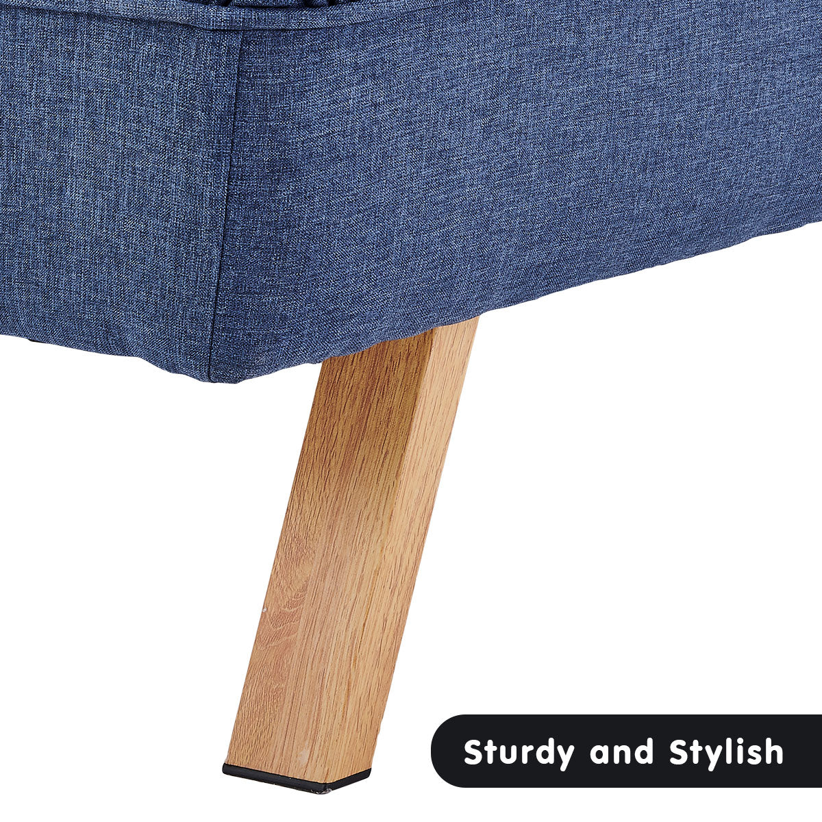 Sarantino 3 Seater Modular Linen Fabric Sofa Bed Couch  - Dark Blue - Cosy Abode