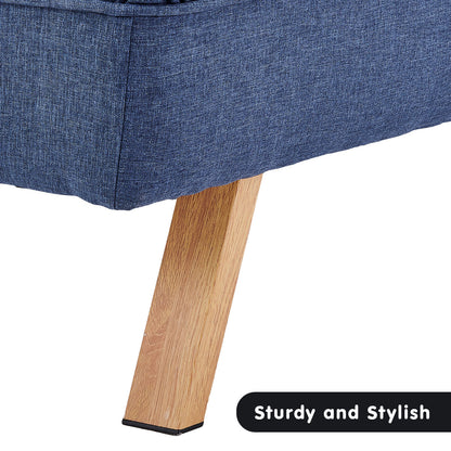 Sarantino 3 Seater Modular Linen Fabric Sofa Bed Couch  - Dark Blue - Cosy Abode