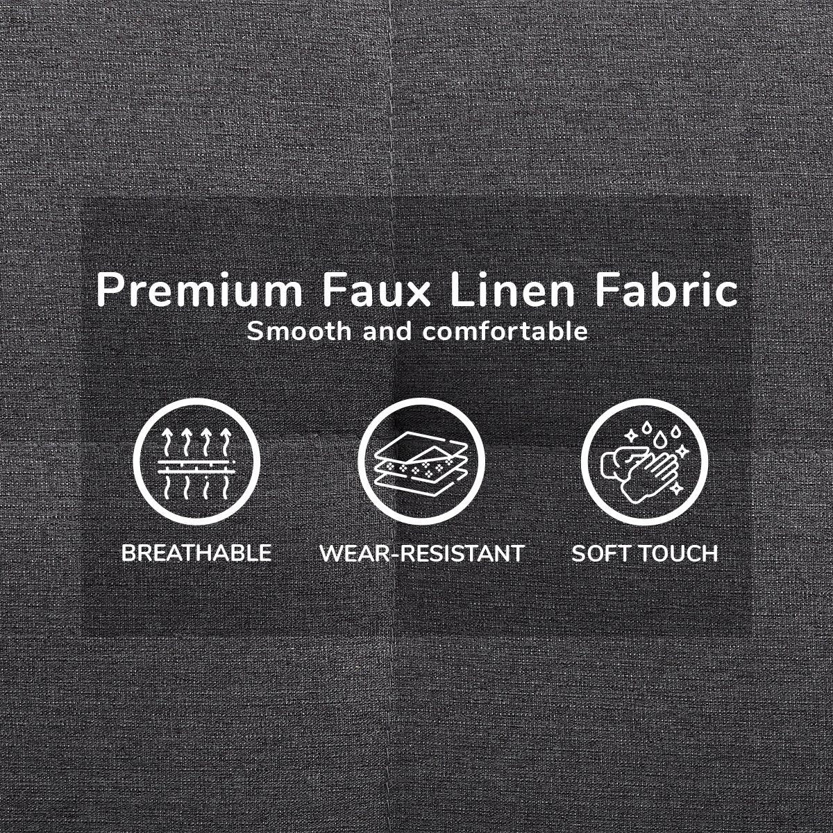 Sarantino 3 Seater Linen Sofa Bed Couch Lounge Futon - Dark Grey - Cosy Abode