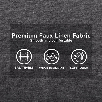 Sarantino 3 Seater Linen Sofa Bed Couch Lounge Futon - Dark Grey - Cosy Abode