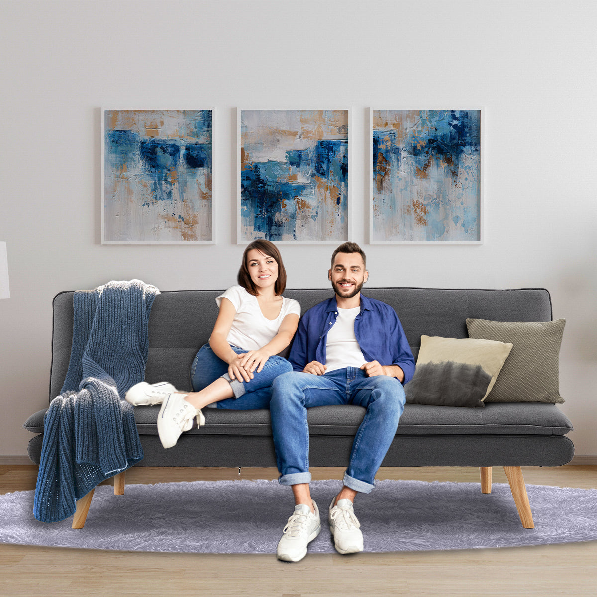 Sarantino 3 Seater Linen Sofa Bed Couch Lounge Futon - Dark Grey - Cosy Abode