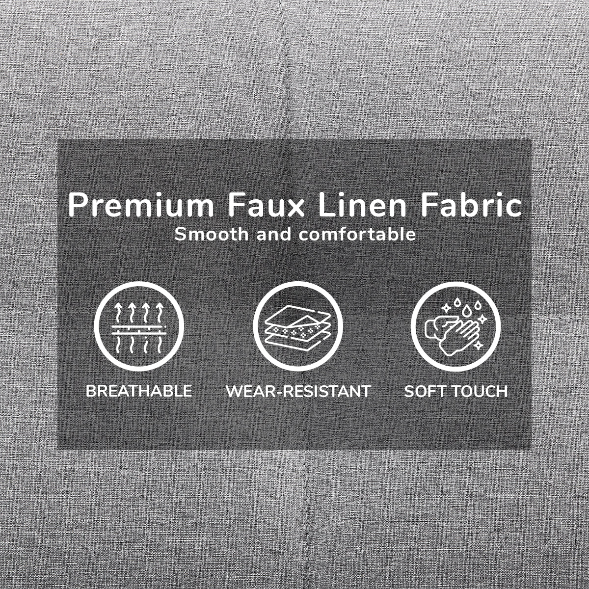 Sarantino 3 Seater Linen Couch Sofa Bed Lounge Futon - Light Grey - Cosy Abode