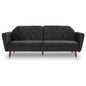 Sarantino Faux Velvet Tufted Sofa Bed Couch Futon - Black - Cosy Abode