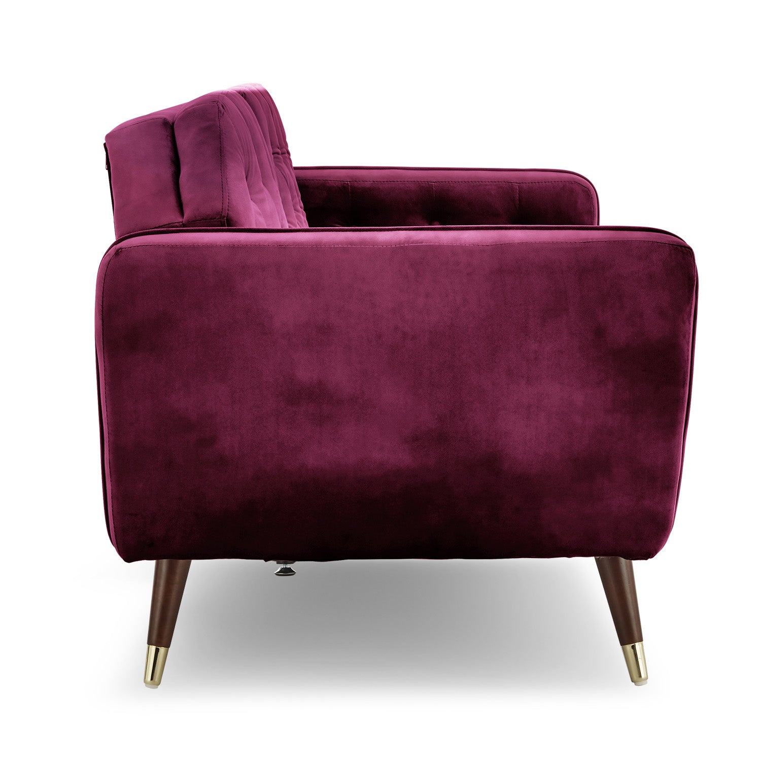 Sarantino Faux Velvet Tufted Sofa Bed Couch Futon - Burgundy - Cosy Abode
