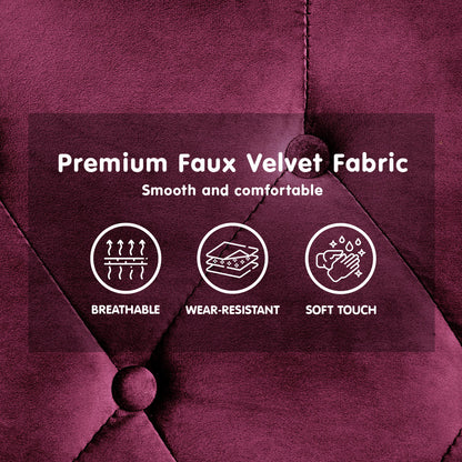Sarantino Faux Velvet Tufted Sofa Bed Couch Futon - Burgundy - Cosy Abode