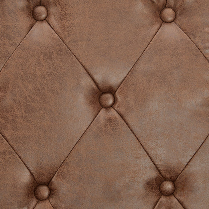 Sarantino Faux Velvet Tufted Sofa Bed Couch Futon - Brown - Cosy Abode