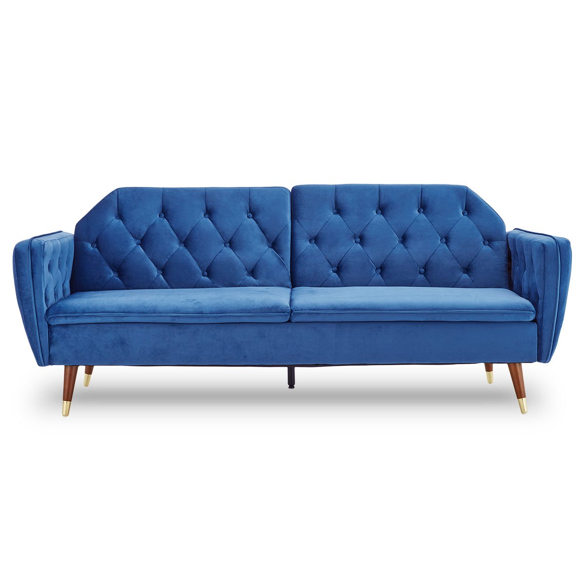 Sarantino Faux Velvet Sofa Bed Couch Furniture Lounge Suite Futon Blue - Cosy Abode