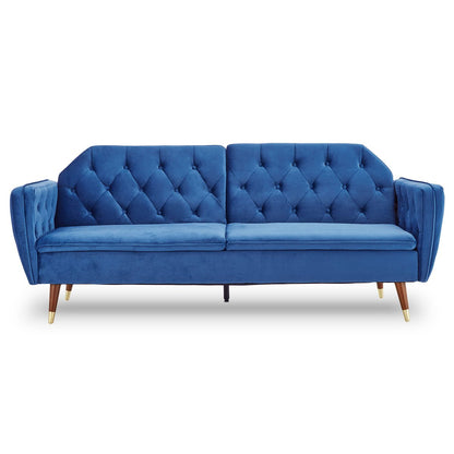 Sarantino Faux Velvet Sofa Bed Couch Furniture Lounge Suite Futon Blue - Cosy Abode