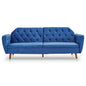 Sarantino Faux Velvet Sofa Bed Couch Furniture Lounge Suite Futon Blue - Cosy Abode