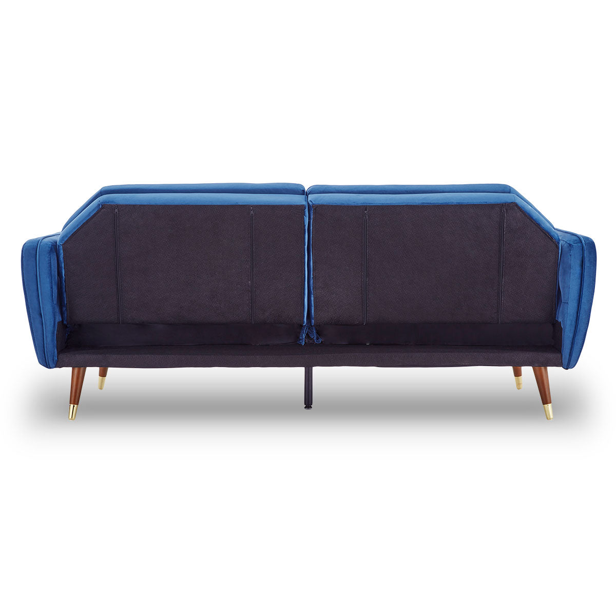 Sarantino Faux Velvet Sofa Bed Couch Furniture Lounge Suite Futon Blue - Cosy Abode
