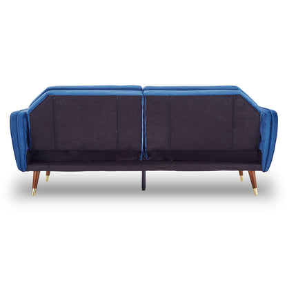 Sarantino Faux Velvet Sofa Bed Couch Furniture Lounge Suite Futon Blue - Cosy Abode