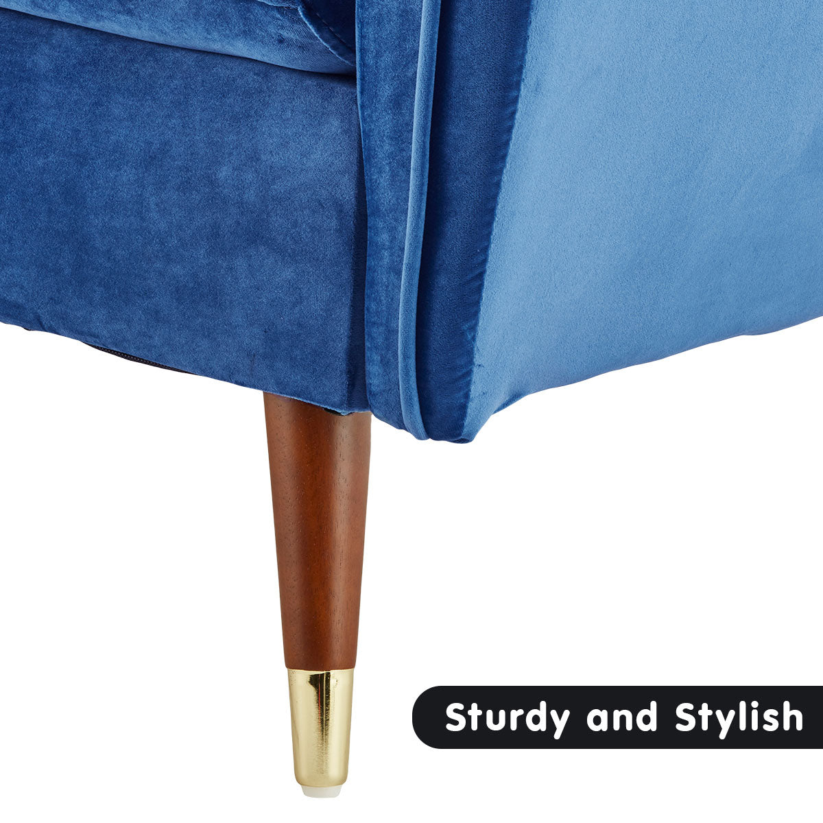 Sarantino Faux Velvet Sofa Bed Couch Furniture Lounge Suite Futon Blue - Cosy Abode