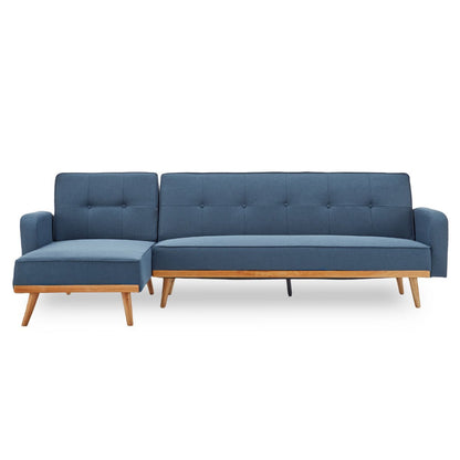 Sarantino 3-Seater Corner Sofa Bed with Chaise Lounge - Blue - Cosy Abode