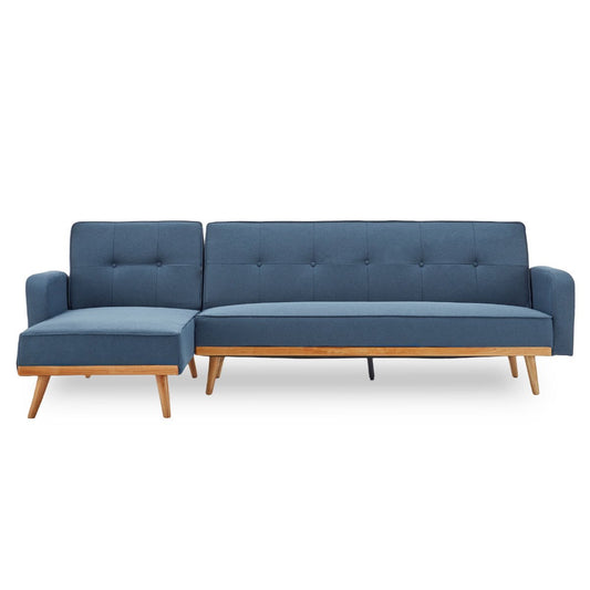 Sarantino 3-Seater Corner Sofa Bed with Chaise Lounge - Blue - Cosy Abode