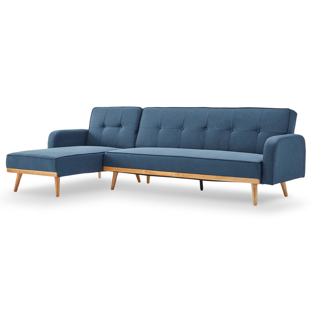 Sarantino 3-Seater Corner Sofa Bed with Chaise Lounge - Blue - Cosy Abode